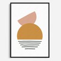 Obraz w ramie 50x70 - Kolory Przyszłości - kompozycja kół i kresek, ciepłe kolory - rama czarna