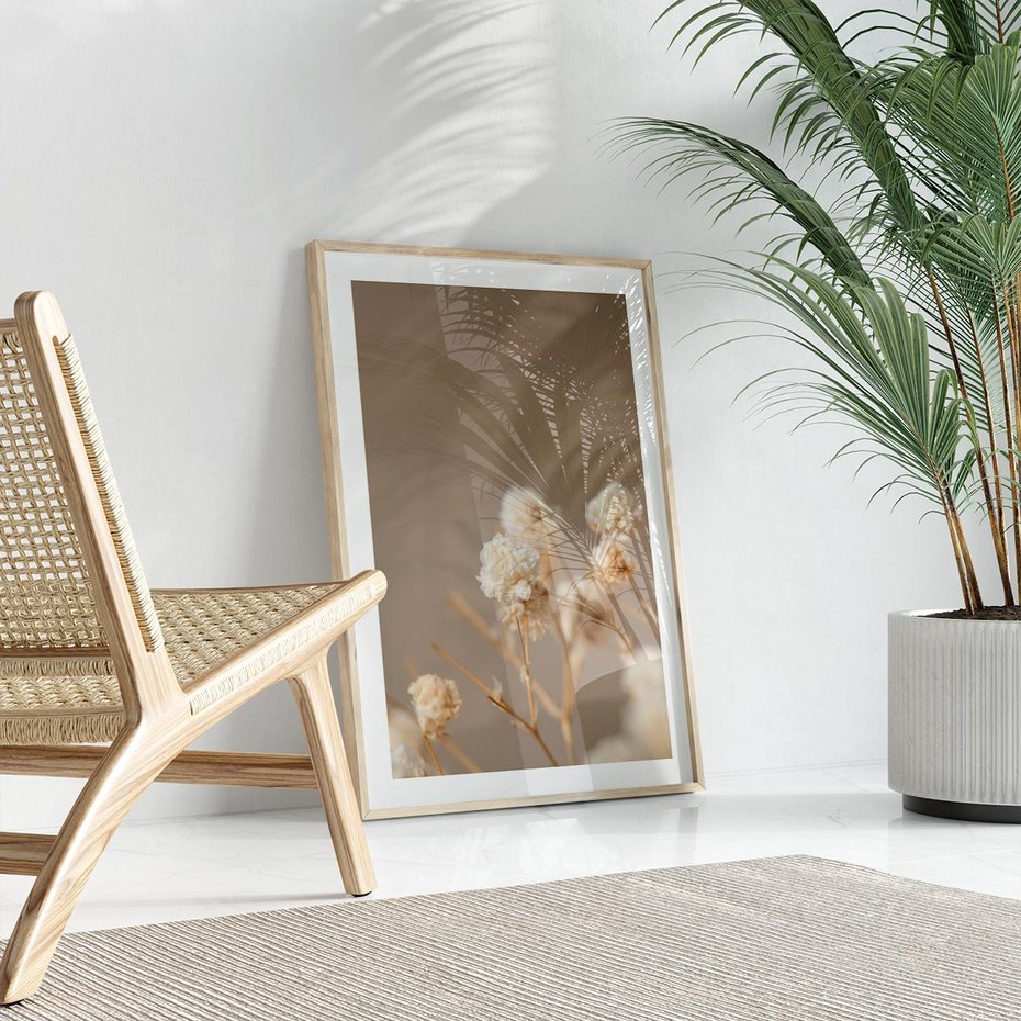 Plakat w ramie 40x50 - Przezroczyste piękno - gipsówka, suche - rama drewno