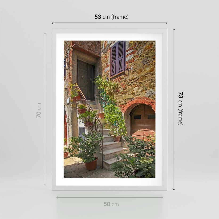 Plakat w ramie 50x70 - Wznies się na wyżyny - schody, perspektywa - rama biała