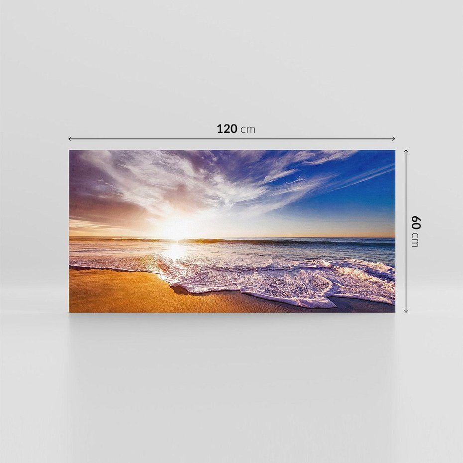 Obraz na płótnie 120x60 - Zachód słońca na plaży: Magia nad morzem - morze, plaża