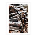 Plakat bez ramy 21x30 - Zimowa Drewniana Idylla - drewno, kłody