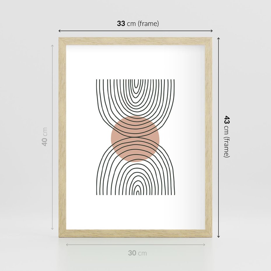 Plakat w ramie 30x40 - Przenikające Widzenia - półkola, koło - rama drewno