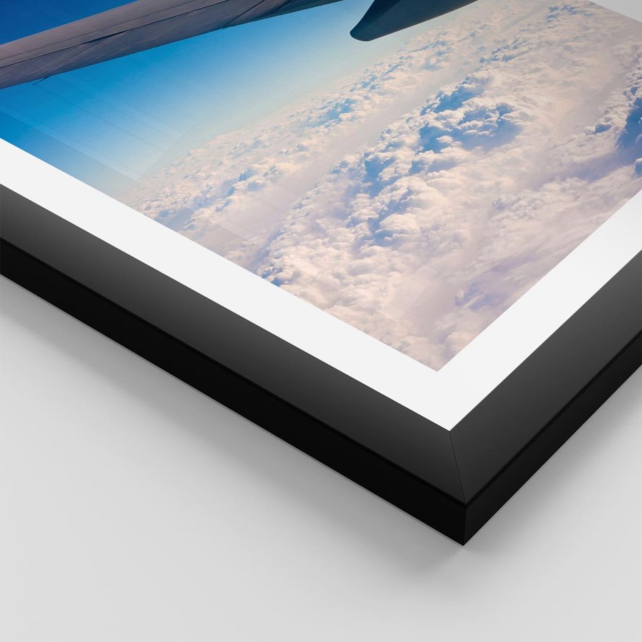 Plakat w ramie 40x50 - Samolot ku Księżycowi - samolot, ksieżyc - rama czarna