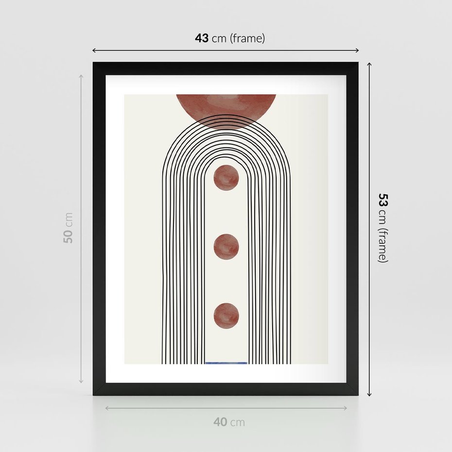 Plakat w ramie 40x50 - Symfonia Kształtów - nowoczesny plakat, styl midcentury - rama czarna