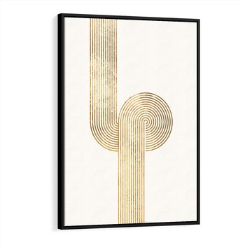 Obraz w ramie 50x70 - Podróżne Kształty - geometryczne linie w złotym kolorze, minimalizm - rama czarna