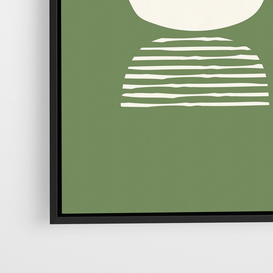 Obraz w ramie 50x70 - Migotliwe Formy - geometryczne boho kształty na brązowym, oliwkowym tle - rama czarna