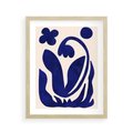 Plakat w ramie 40x50 - Bezgraniczne Echa Serca - abstrakcyjny obraz plakat, dziwne niebieskie kształty przypominają kwiat - rama drewno