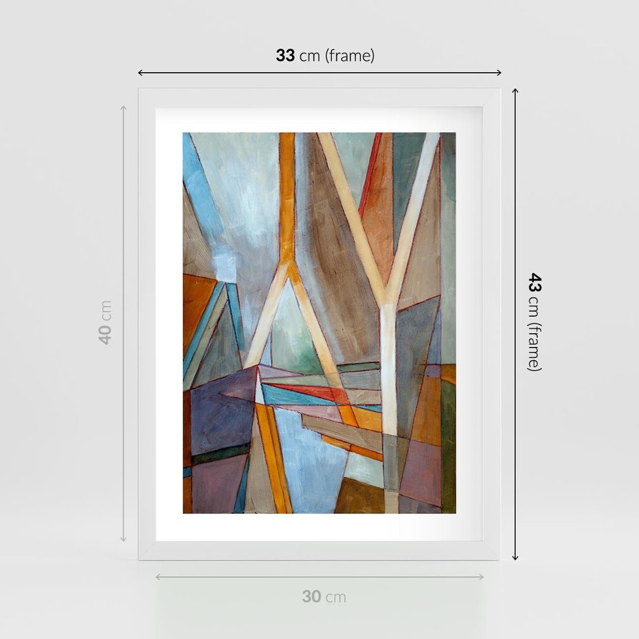 Plakat w ramie 30x40 - Geometria abstrakcji - abstrakcja, geometria - rama biała