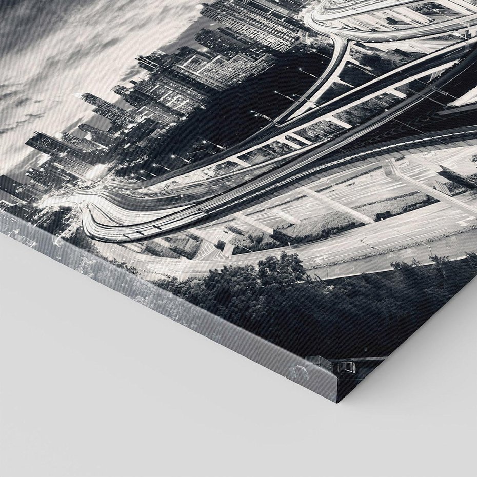 Obraz na płótnie 30x30 - Miejska Symfonia - miasto, nocą