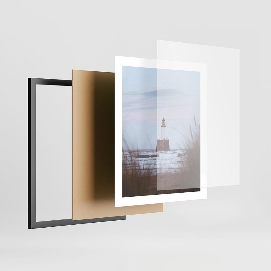 Plakat w ramie 40x50 - Magiczna Aura - latarnia, mgła - rama czarna