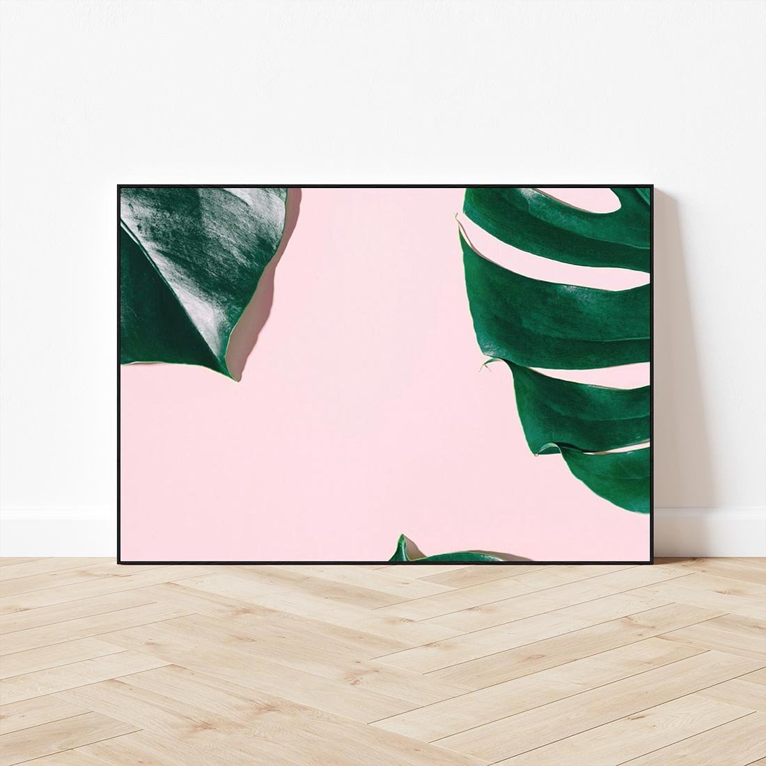 Obraz w ramie 70x50 - Siła Natury - liście, monstera - rama czarna