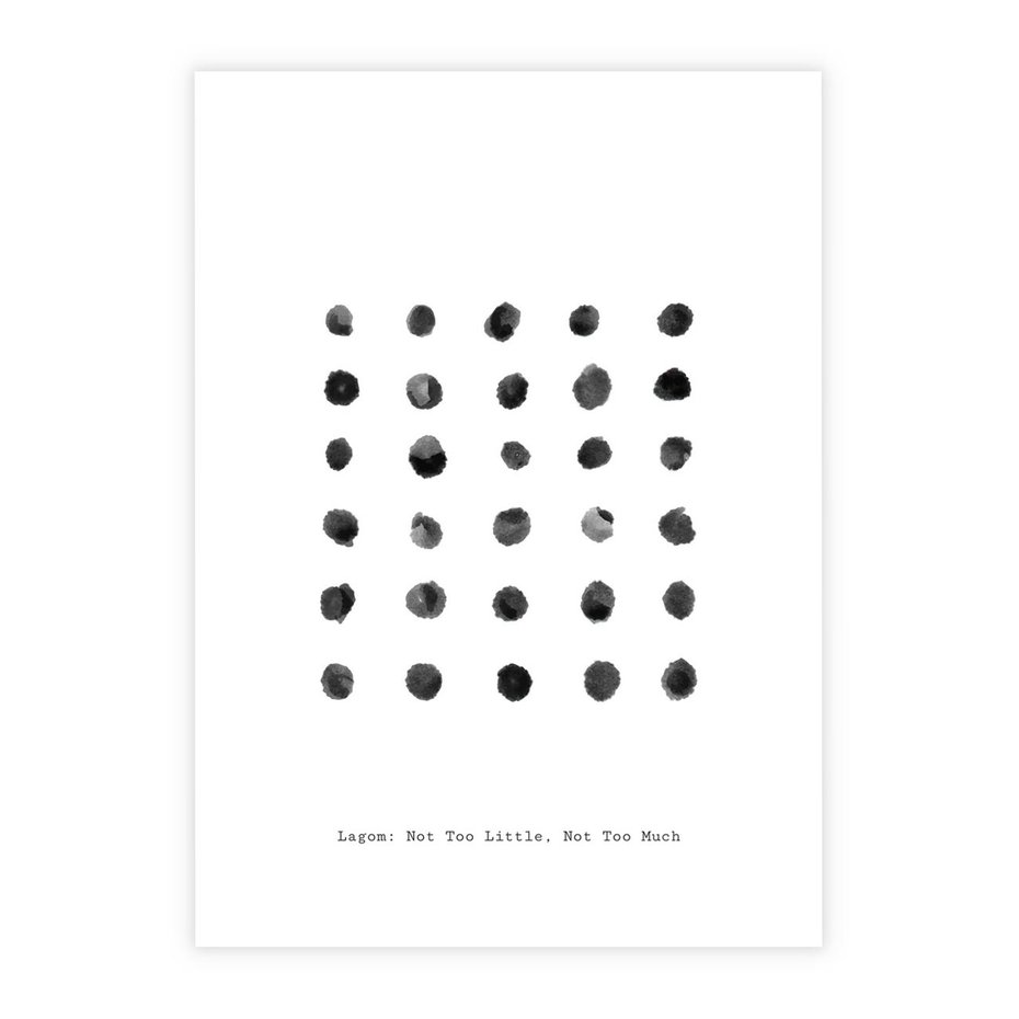Plakat bez ramy 40x50 - Boho Sztuka Wolości - minimalistyczny plakat, czarne kropki na białymtle