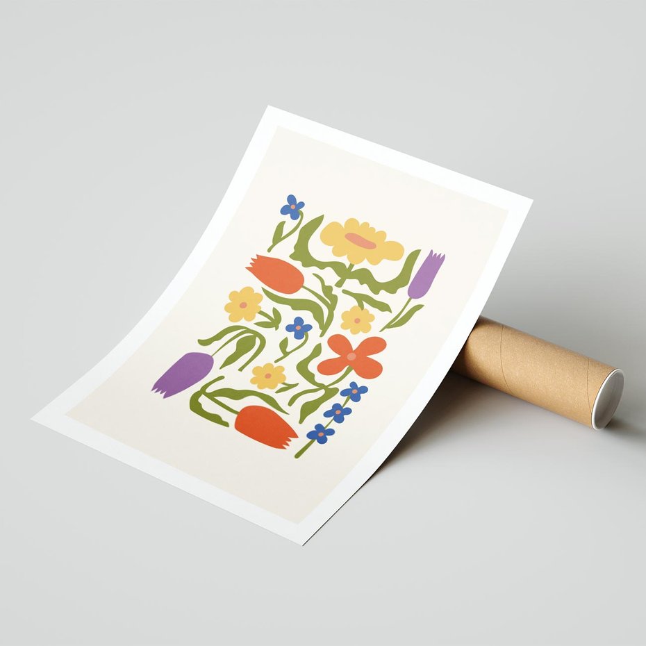 Plakat bez ramy 40x50 - Minimalistyczna Harmonia - kwiaty, sztuka nowoczesna