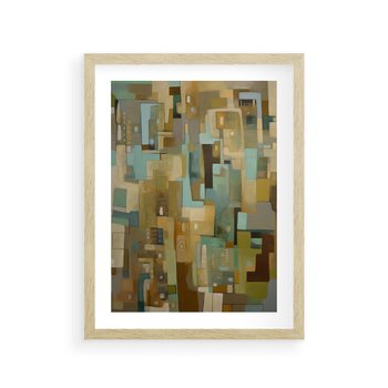 Plakat w ramie 40x50 - Kolorowe Wyobrażenia - abstrakcyjny obraz, mnogość kolorów - rama drewno
