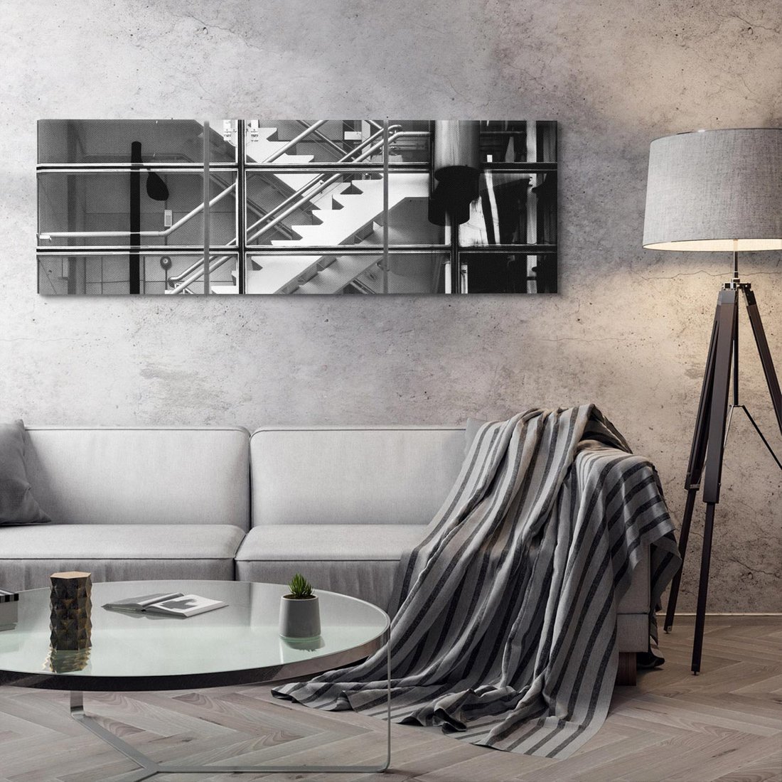 Obraz na płótnie 120x40 - Schody do architektonicznej przestrzeni - schody, architektura