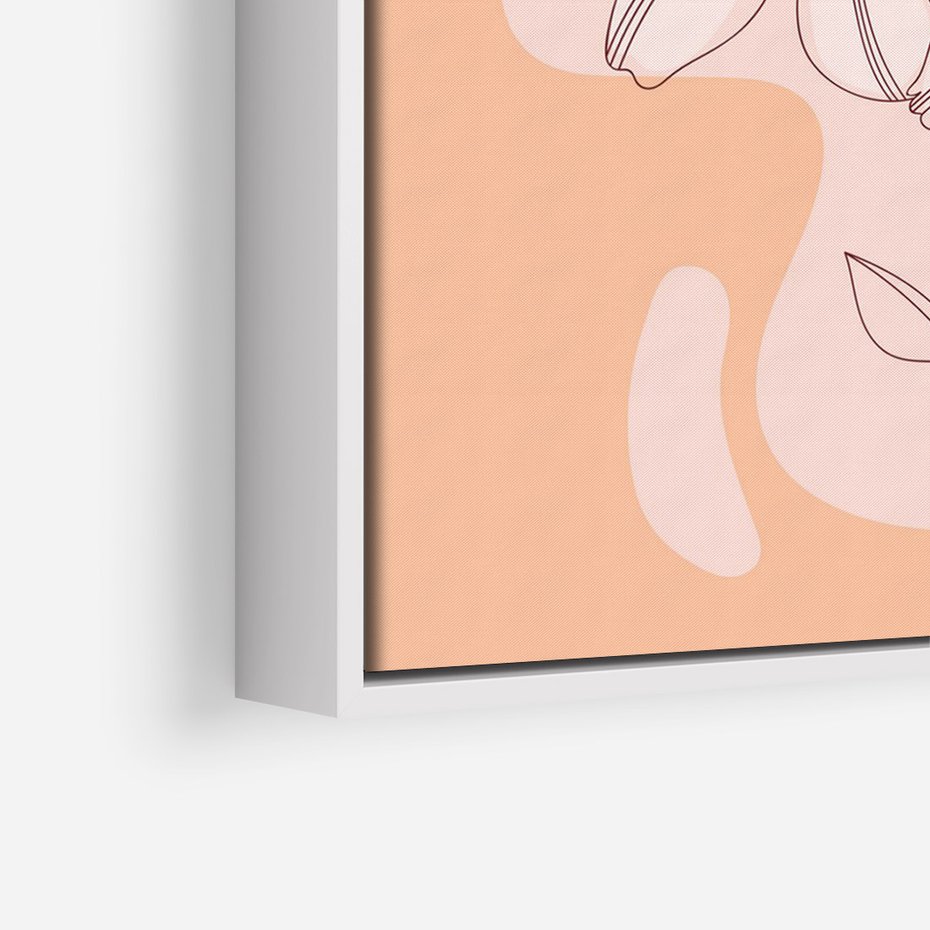 Obraz w ramie 70x100 - Kwiatowa Harmonia - minimalistyczny plakat, pudrowe kwiaty - rama biała