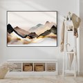 Obraz w ramie 100x70 - Góry Tonące w Pastelach - złote pastelowe góry, akwarela - rama czarna