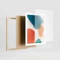Plakat w ramie 40x50 - Migotliwe Pochwycenia - abstrakcyjne kolorowe plamy, akwarela - rama drewno