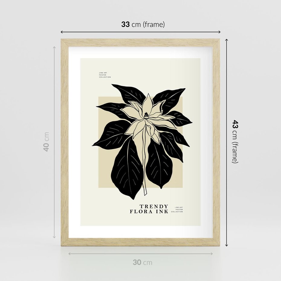 Plakat w ramie 30x40 - Melancholia przerywanych linii - wiaty, typografia - rama drewno