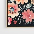Obraz w ramie 50x50 - Labirynty melancholii - akwarelowe, pastelowe kwiaty na czarnym tle - rama drewno