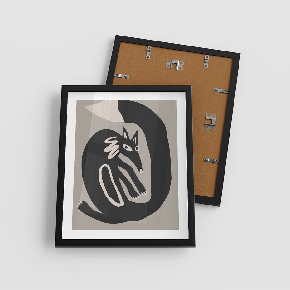 Plakat w ramie 40x50 - Migotliwe Echa Skandynawii - skandynawska sztuka, lis - rama czarna