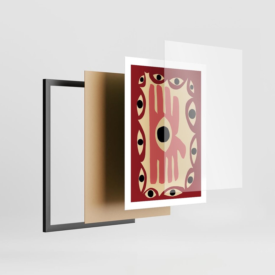 Plakat w ramie 50x70 - Migotliwe Kształty - abstrakcyjny obraz, boho styl - rama czarna