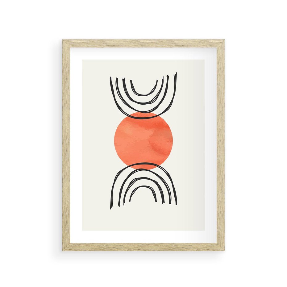 Plakat w ramie 30x40 - Lustrzane Widzenie - koło, boho styl - rama drewno