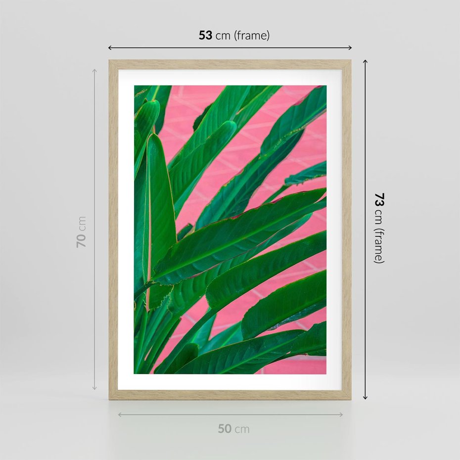 Plakat w ramie 50x70 - Odezwij się do przeszłości - liście, retro - rama drewno