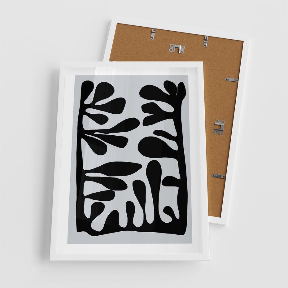 Plakat w ramie 50x70 - Taniec Kształtów - matisse, sztuka nowoczesna - rama biała