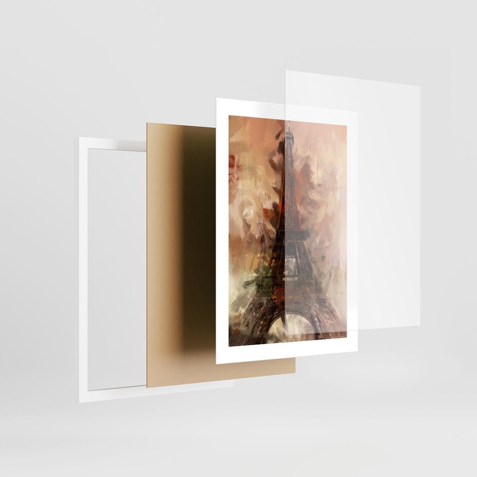 Plakat w ramie 30x40 - Abstrakcyjna Eiffla - miasto w nowej formie - Eiffla, abstrakcja - rama biała