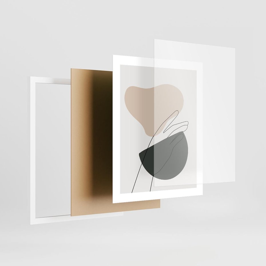 Plakat w ramie 40x50 - Rozkwitająca Opowieść - szkic jedną linią, one lone - rama biała