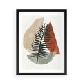 Plakat w ramie 50x70 - Czarna Palma w Brązowej Abstrakcji - grafika, akwarela - rama czarna