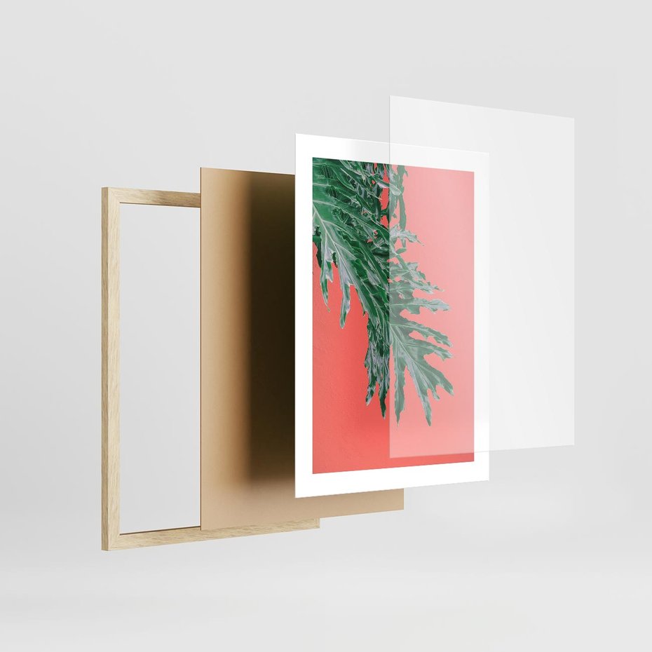 Plakat w ramie 30x40 - Energetyczna Eksplozja Natury - liście, kolor - rama drewno