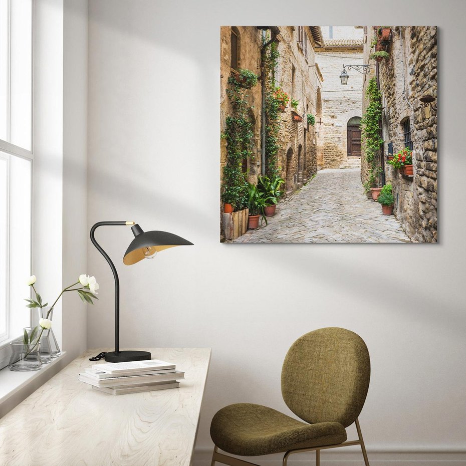 Obraz na płótnie 50x50 - Urok Uliczki we Włoszech - uliczka, Włochy