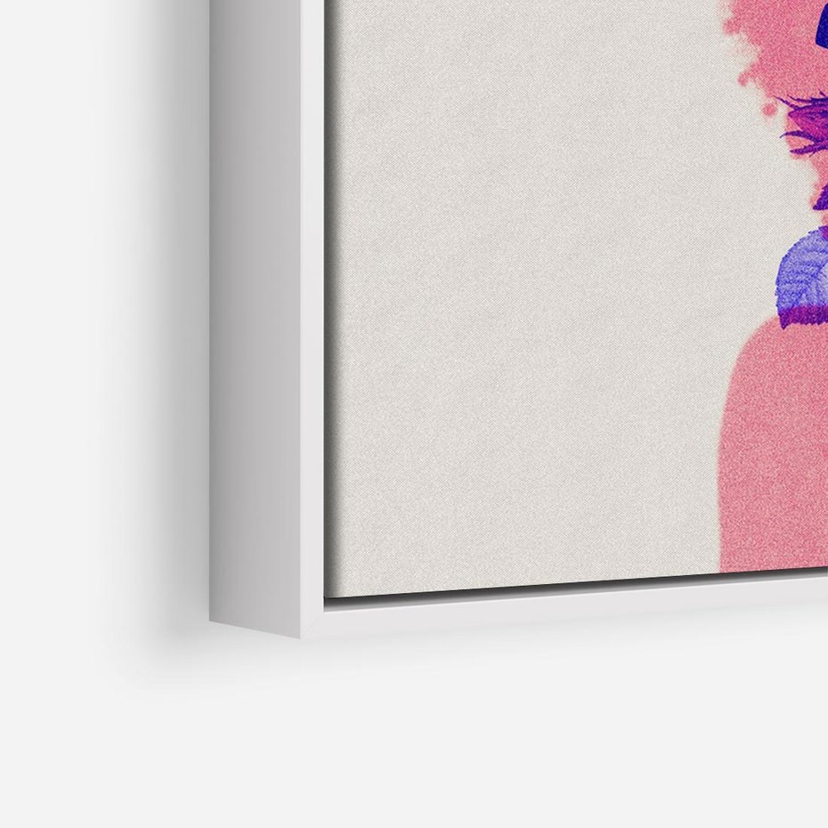 Obraz w ramie 70x50 - Kwiaty we Włosach - różowa postać, grafika - rama biała