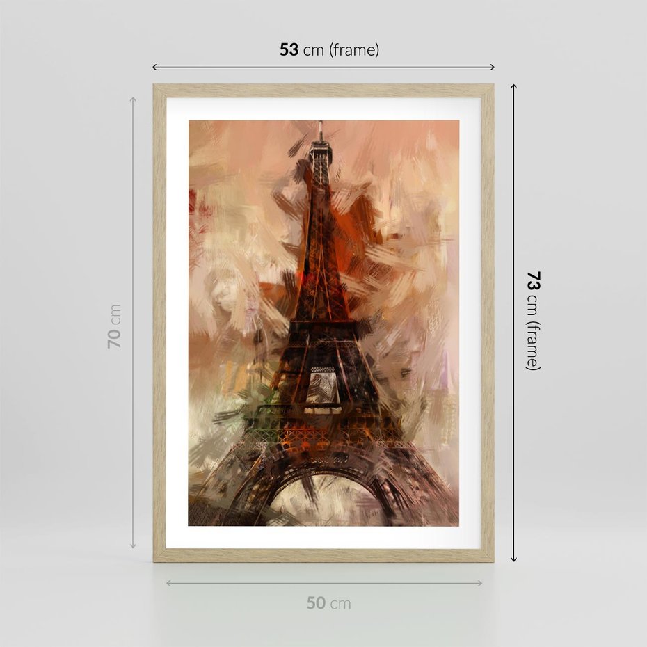 Plakat w ramie 50x70 - Abstrakcyjna Eiffla - miasto w nowej formie - Eiffla, abstrakcja - rama drewno