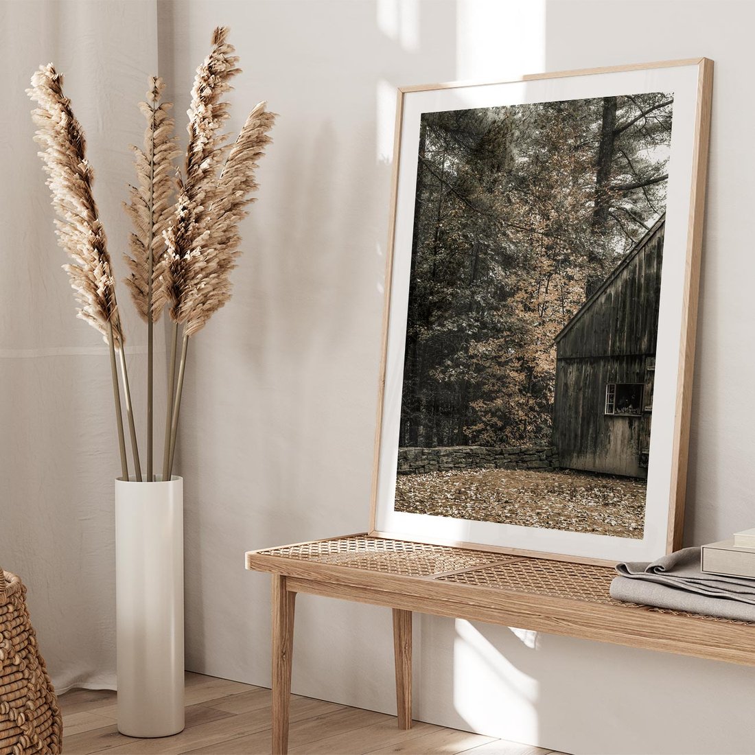 Plakat w ramie 40x50 - Dom w Lesie - chatka w lesie, górski domek - rama drewno