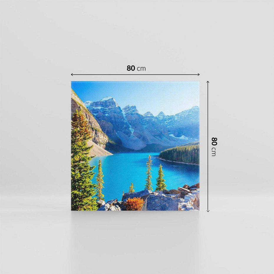 Obraz na płótnie 80x80 - Górskie jezioro: harmonia natury - góry, jezioro