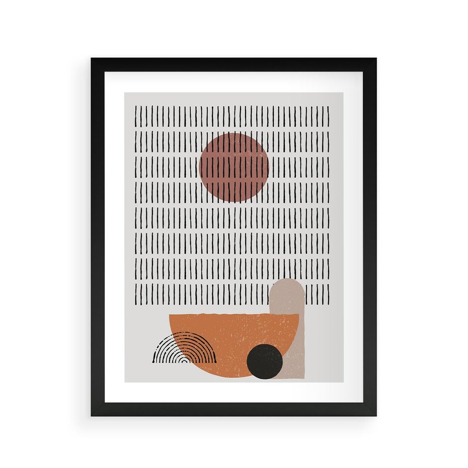 Plakat w ramie 40x50 - Symetria w Stylu Mid-Century - minimalistyczny obraz, mid-century styl - rama czarna