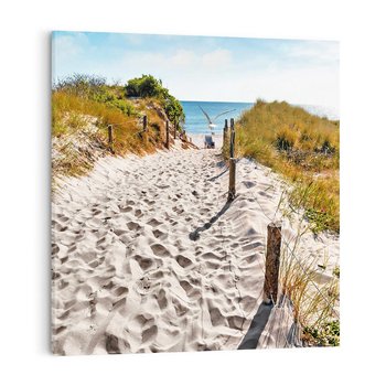 Obraz na płótnie 70x70 - Mewy nad Morzem - plaża, mewy