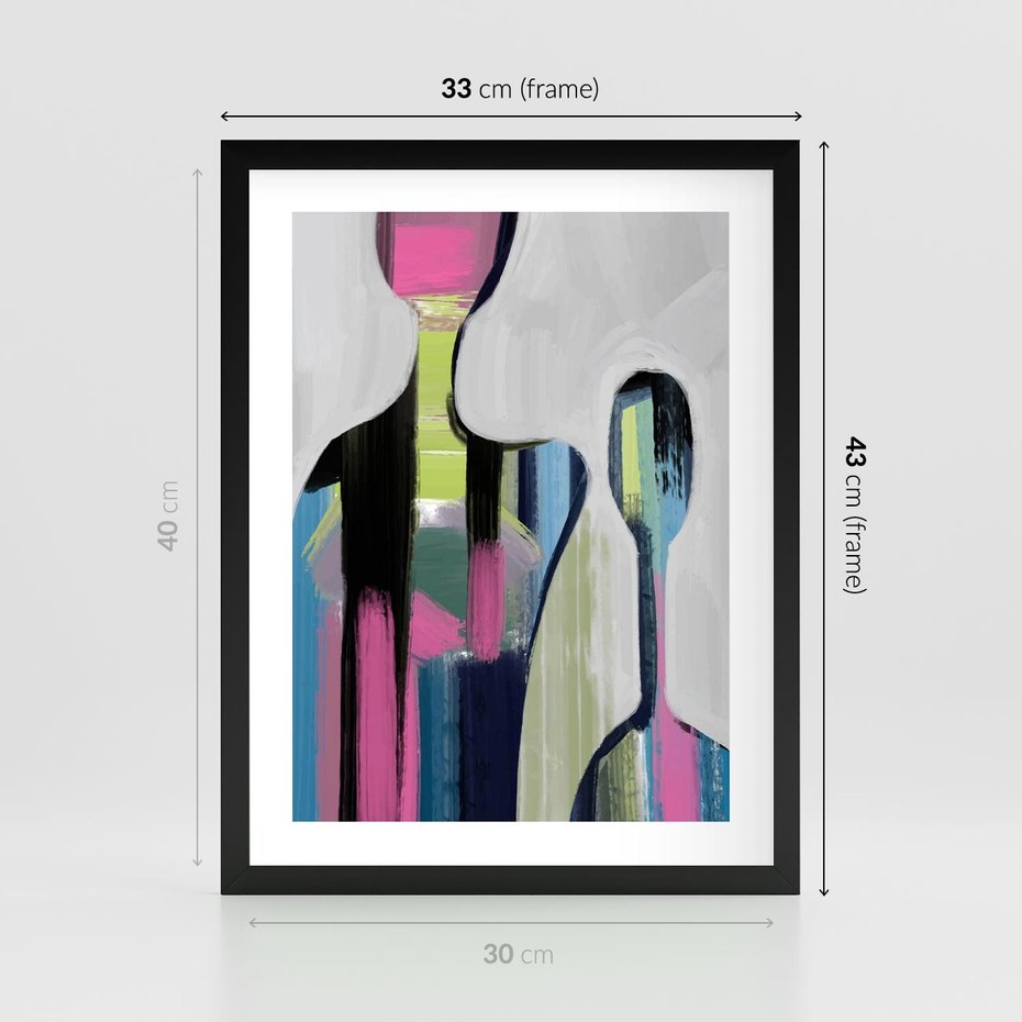 Plakat w ramie 30x40 - Wnętrza Kształtów - abstrakcyjna sztuka, nowoczesny obraz - rama czarna