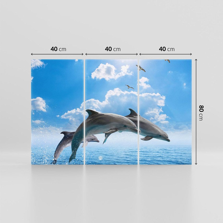 Obraz na płótnie 120x80 - Spotkanie z naturą - morze, delfiny