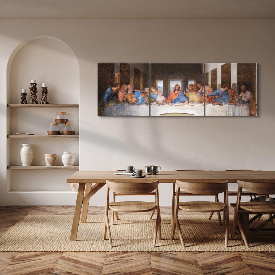 Obraz na płótnie 90x30 - "Ostatnia Wieczerza" (1495-1498) Leonardo da Vinci - Reprodukcja - reprodukcja, obraz na płótnie