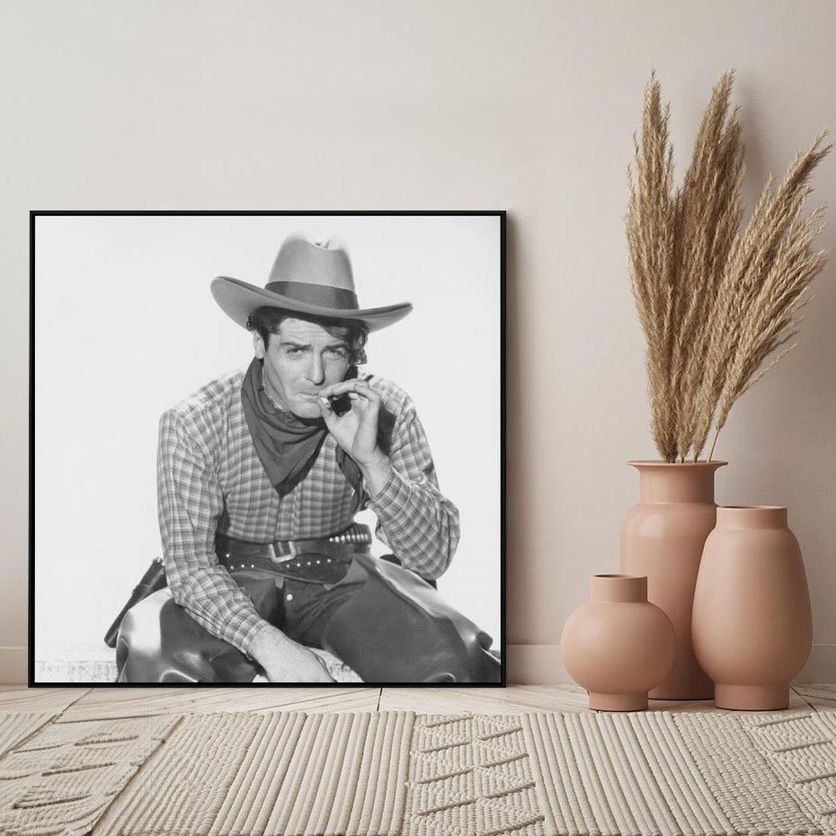 Obraz w ramie 50x50 - Dziki Zachód - retro zdjęcie, czarno białe - rama czarna