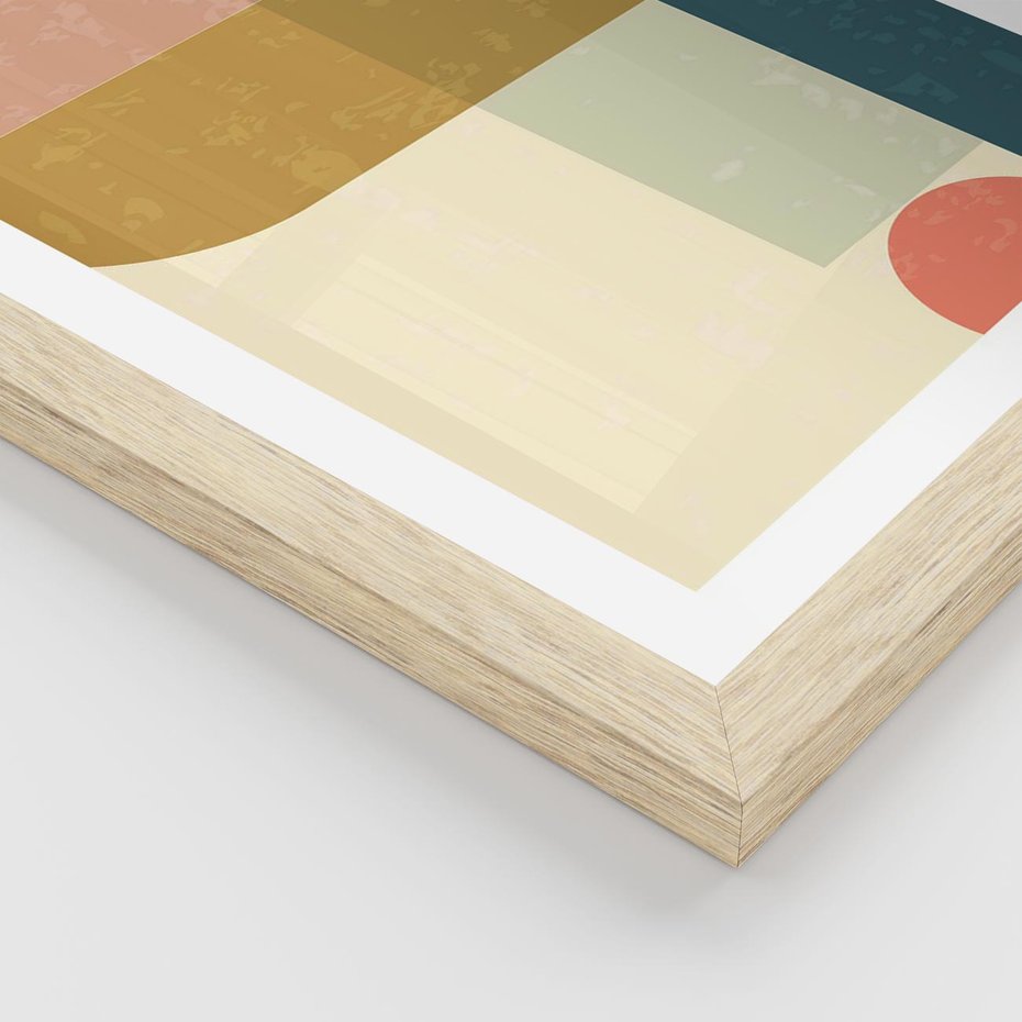 Plakat w ramie 50x70 - Geometryczna Grafika na Plakacie - geometryczna nowoczesna grafika, minimalizm - rama drewno