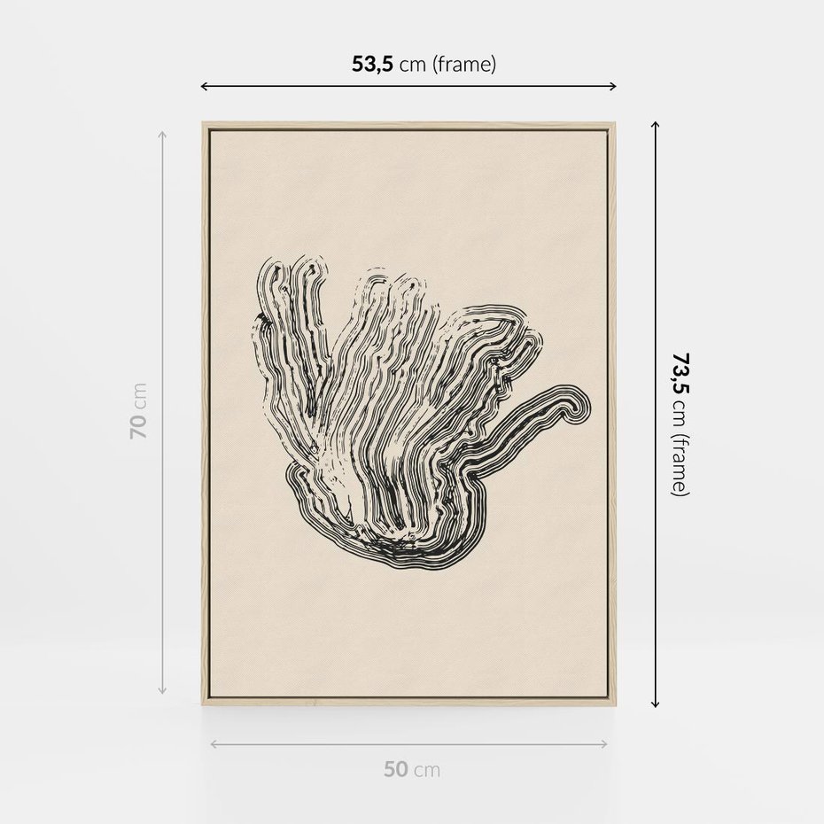 Obraz w ramie 50x70 - Abstrakcyjne Odbicie - abstrakcyjne odbicie, biało czarny - rama drewno