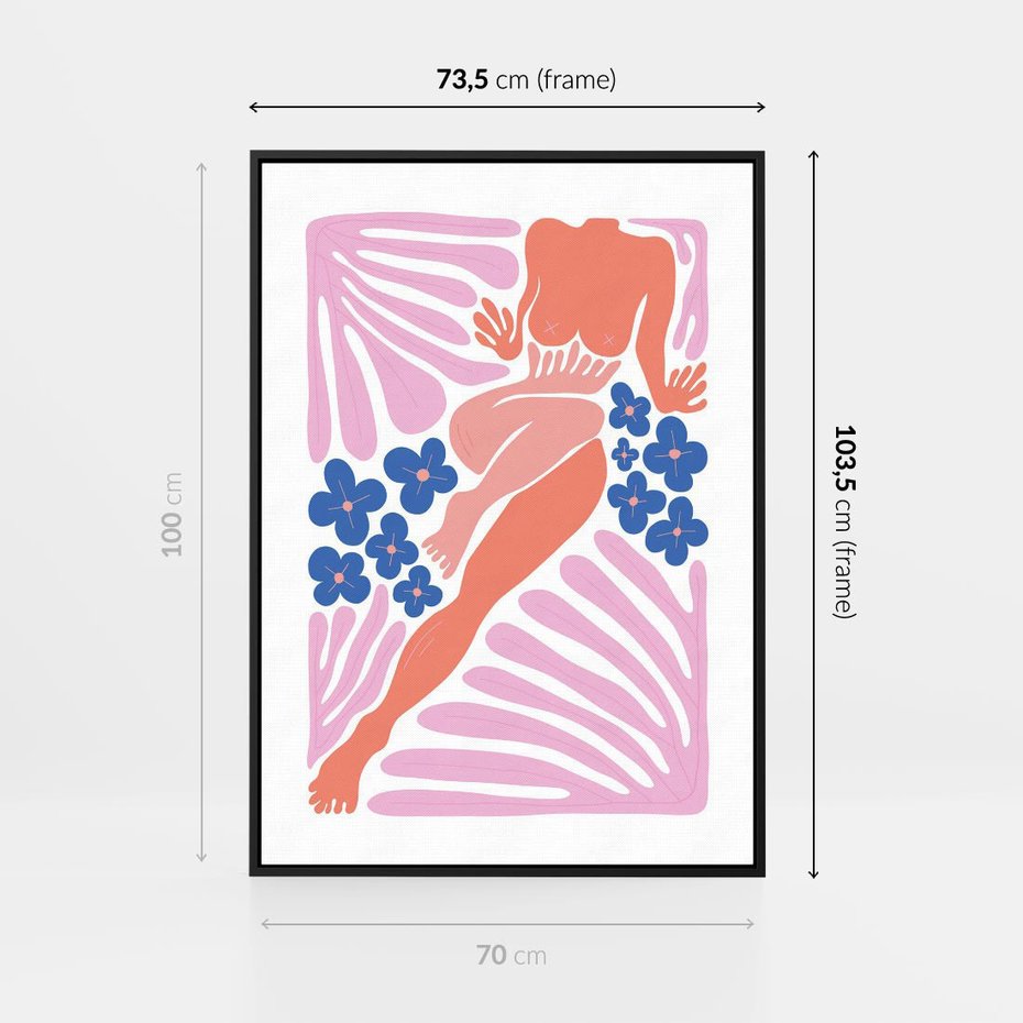 Obraz w ramie 70x100 - Opowieść Ognistych Rytów - nowoczesny kobiecy akt, graficzne kształty - rama czarna