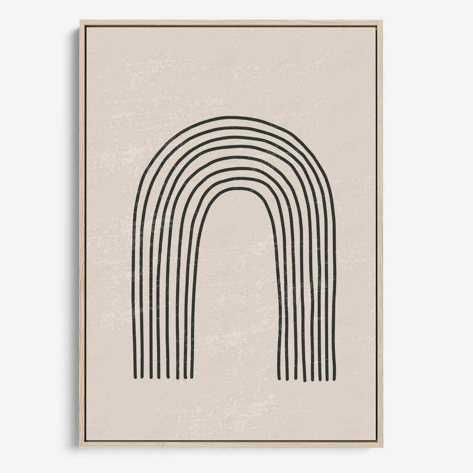 Obraz w ramie 50x70 - Intrygujące Zagięcia - boho plakat, czarna tęcza - rama drewno