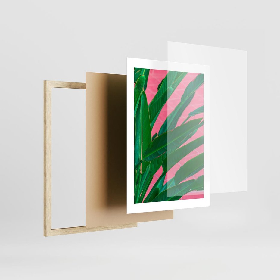 Plakat w ramie 30x40 - Odezwij się do przeszłości - liście, retro - rama drewno