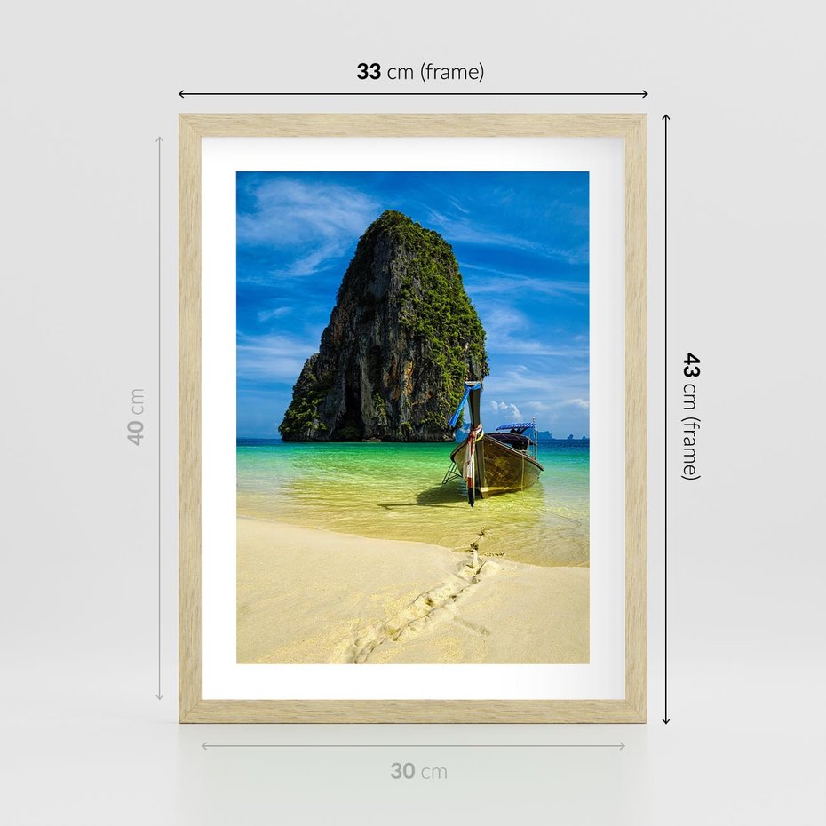 Plakat w ramie 30x40 - Łódź nad Morzem - łodź, morze - rama drewno